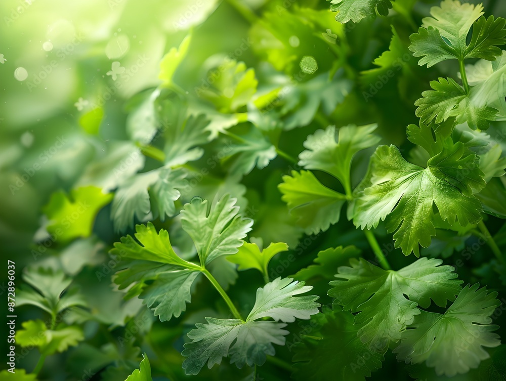 Delicate Cilantro Leaves Struggling Amidst Thriving Vegetation Delicate Cilantro Leaves Struggling Amidst Thriving Vegetation