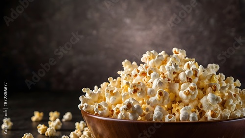 A wooden bowl of salted popcorn 