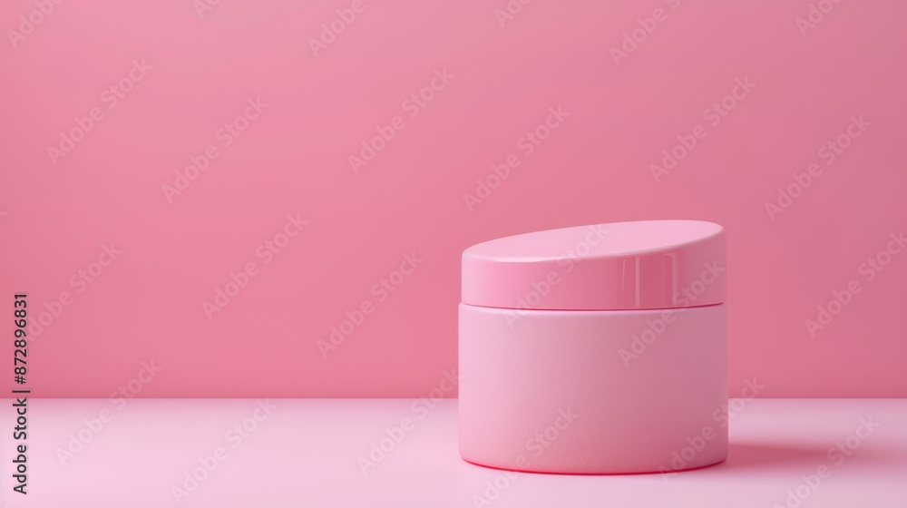 Pink Cosmetic Jar on Pink Background Pink Cosmetic Jar on Pink Background