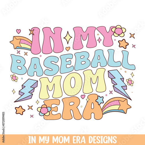 In my groovy retro baseball mom era, groovy retro style mom life designs
