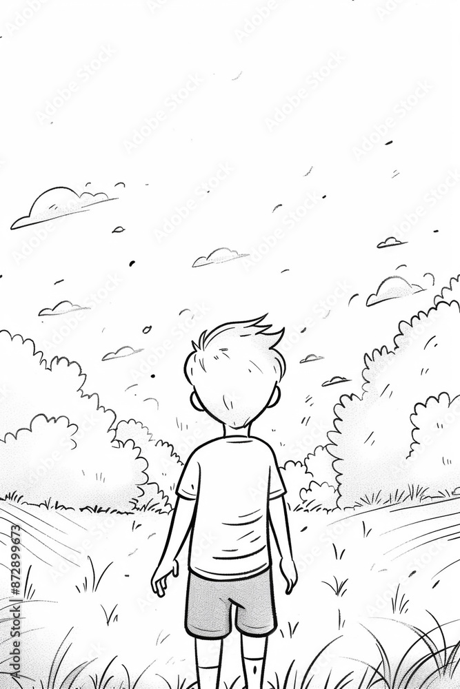 Simple Line Comic Drawing Simple cartoon comic in line-drawing style, minimalist and clear design ...