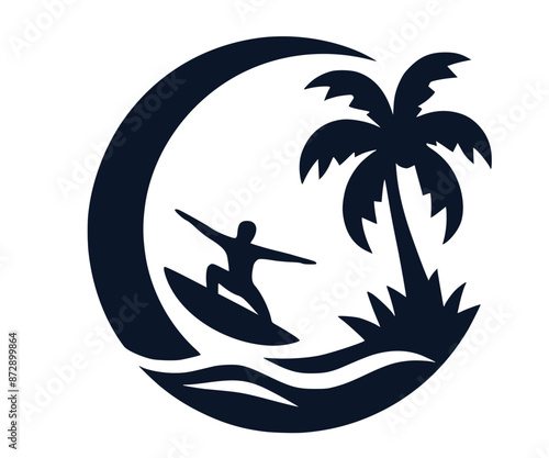 silhouette of a surfer man vector logo, surfing icon 