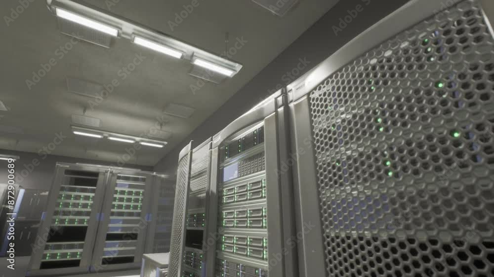 A server room packed with servers of various sizes and shapes, contributing to a busy and efficient data processing environment. A server room packed with servers of various sizes and shapes, contributing to a busy and efficient data processing environment.