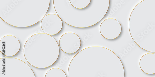 Abstract gray geometric modern circle background Neomorphs design. circle shape overlap design. Random shifted white circle background wallpaper banner pattern with copy space Abstract blank geometric