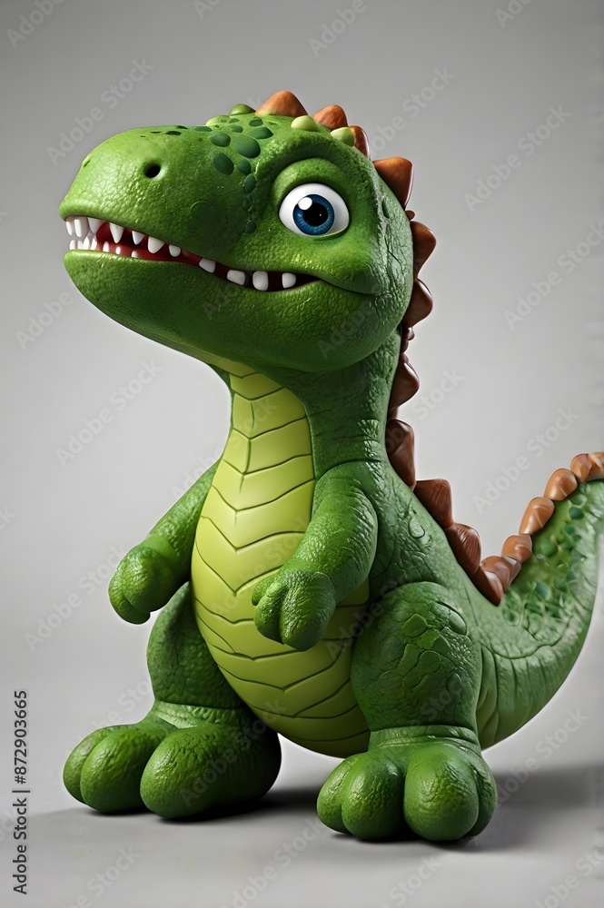 Fototapeta premium A Green Cute little Dinosaur 