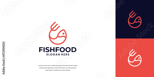 Fish logo Food Simple and unique logo and icon for seafood restaurant company,