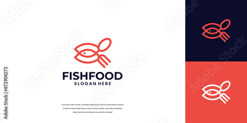 Fish logo Food Simple and unique logo and icon for seafood restaurant company,