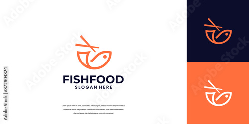 Fish logo Food Simple and unique logo and icon for seafood restaurant company,