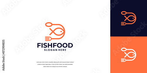 Fish logo Food Simple and unique logo and icon for seafood restaurant company,