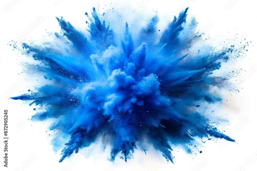 blue powder color explosion isolated on white blue powder color explosion isolated on white