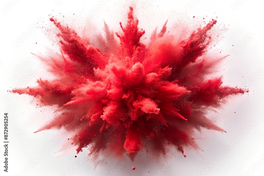 red powder color explosion isolated on white red powder color explosion isolated on white