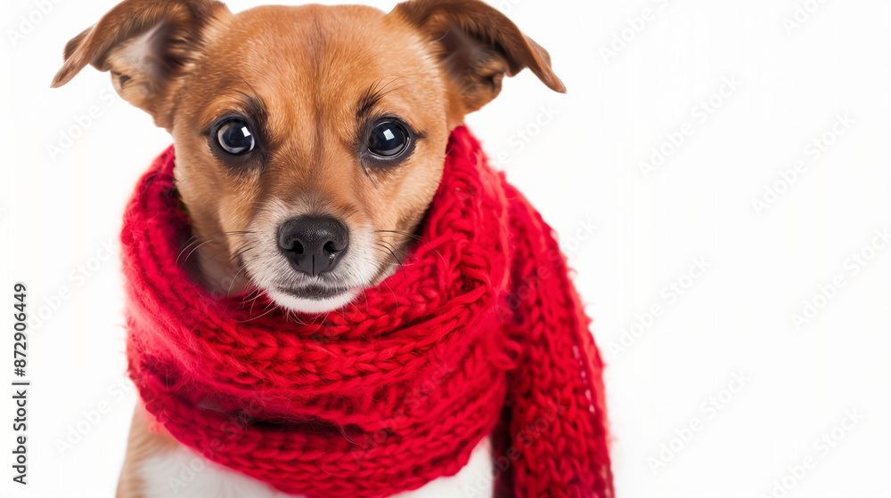 portrait of a dog wearing a red scarf portrait of a dog wearing a red scarf