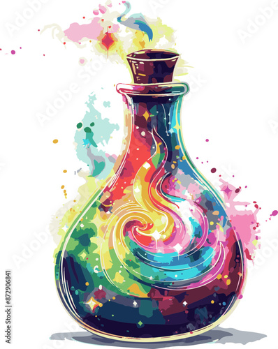 Colorful Magic Potion Bottle: Creativity and Imagination Concept