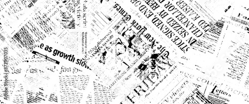 Vector black and white vintage grunge newspaper collage background with newspaper seamless pattern with black and white.