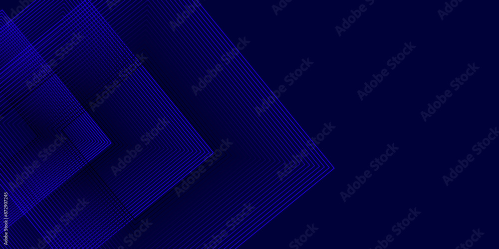 Obraz premium Abstract blue neon geometric light background. Futuristic technology digital hi tech concept background. Modern banner template with space for text. Suit for brochure, cover, poster, flyer, website 
