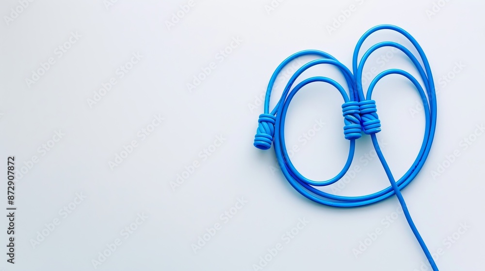 A jumping rope isolated on a white background, representing a fitness concept. Banner A jumping rope isolated on a white background, representing a fitness concept. Banner
