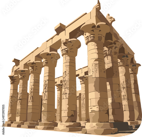 Ancient Egyptian Temple Illustration: Architectural Heritage and Historical Legacy