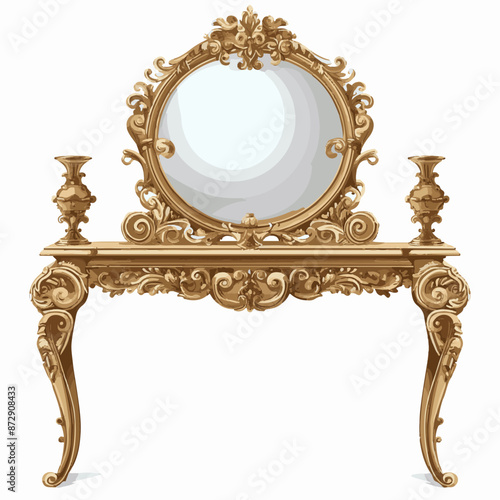 Ornate Vintage Vanity Mirror with Candlesticks – Timeless Elegance and Craftsmanship