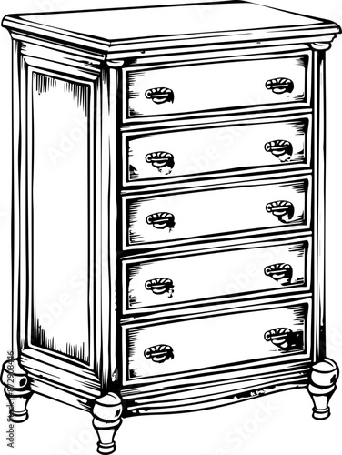 Vintage Hand-Drawn Chest of Drawers Illustrating Nostalgia