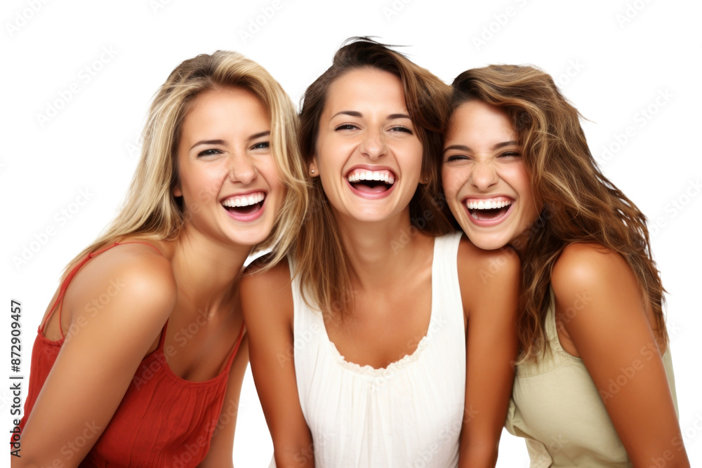 PNG Three cheerful young women laughing adult white background. PNG Three cheerful young women laughing adult white background.