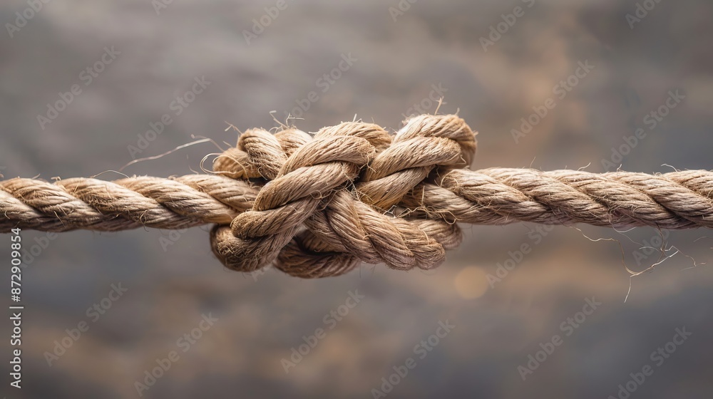 The concept of trust visualized as two different ropes tied together, representing an unbreakable chain and symbolizing dependence and reliance on a trusted partner for support and strength The concept of trust visualized as two different ropes tied together, representing an unbreakable chain and symbolizing dependence and reliance on a trusted partner for support and strength