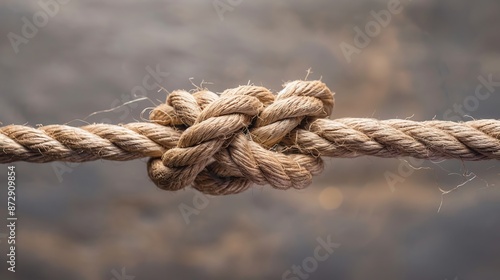 The concept of trust visualized as two different ropes tied together, representing an unbreakable chain and symbolizing dependence and reliance on a trusted partner for support and strength