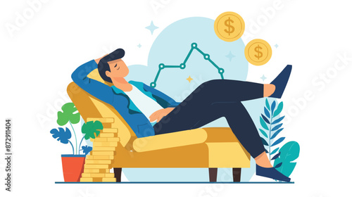 Passive income and market investing flat vector illustration