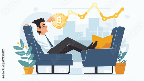 Passive income and market investing flat vector illustration