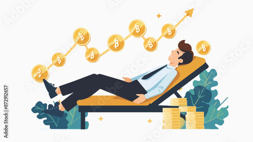 Passive income and market investing flat vector illustration