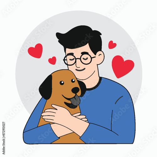 Man loving a dog vector illustration