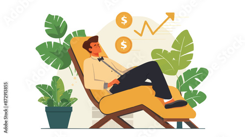 Passive income and market investing flat vector illustration