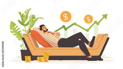 Passive income and market investing flat vector illustration