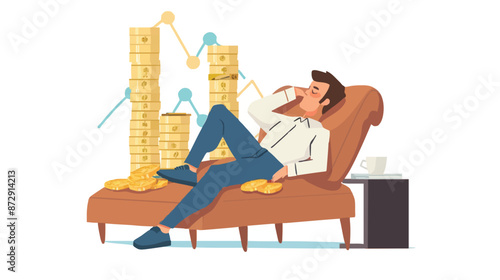 Passive income and market investing flat vector illustration