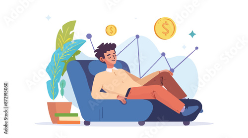 Passive income and market investing flat vector illustration