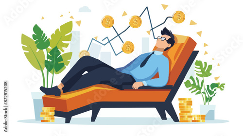 Passive income and market investing flat vector illustration