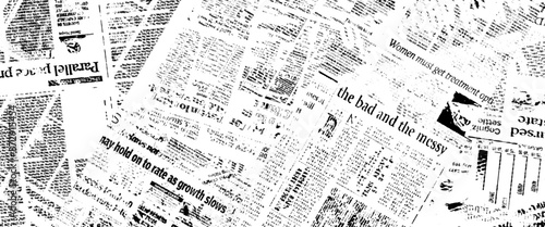 Obraz na płótnie Vector black and white vintage grunge newspaper collage background with newspaper seamless pattern with black and white. w salonie