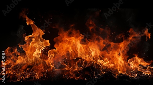 Intense Blaze of Burning Flames