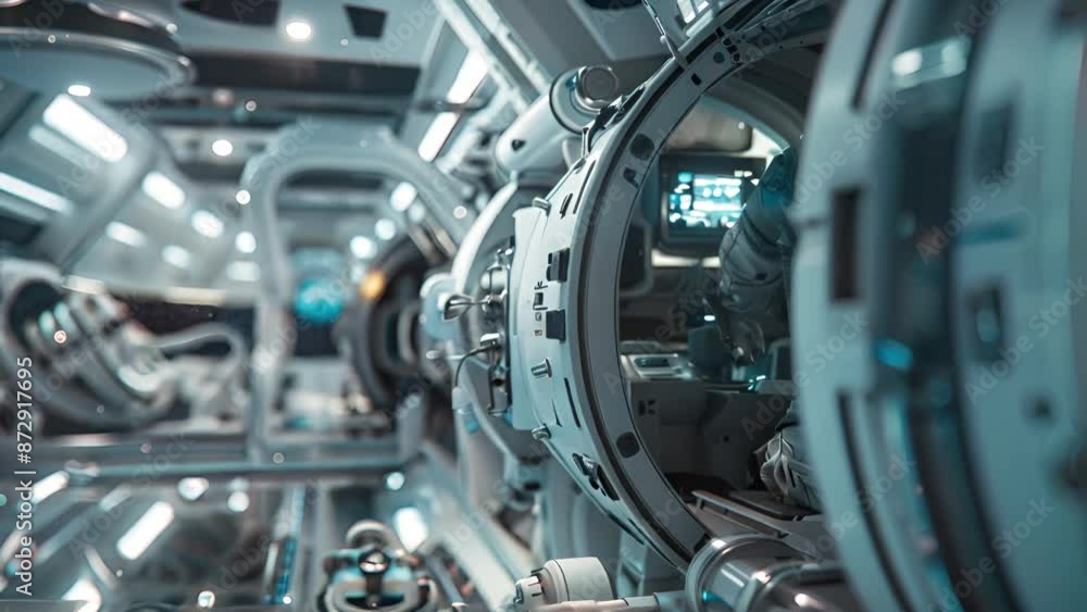 Advanced intricate tech corridor in a spaceship Advanced intricate tech corridor in a spaceship