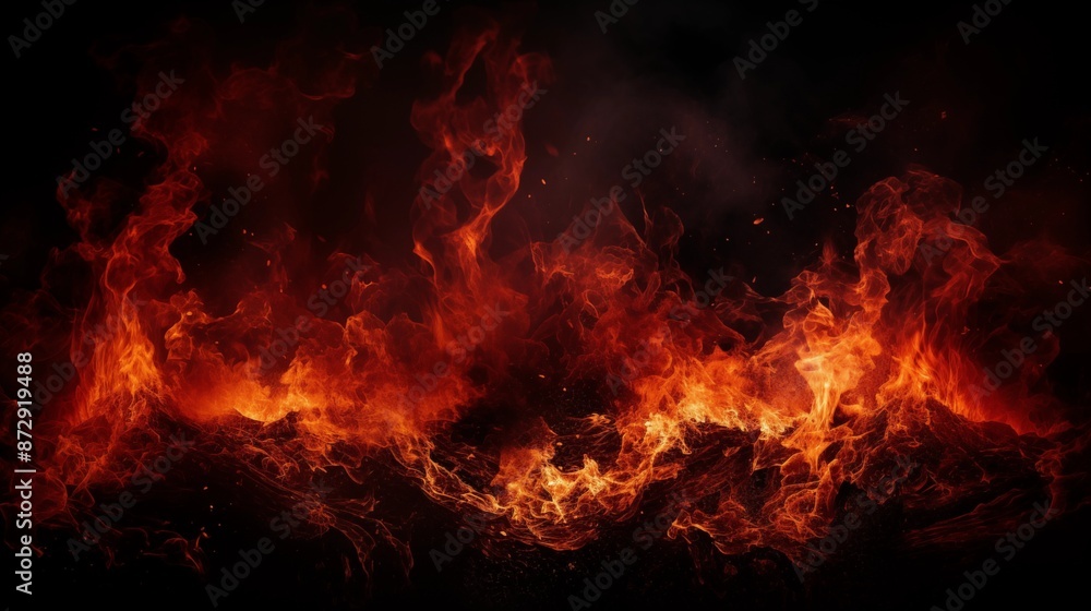 A Raging Inferno Fire with Intense Flames and Fiery Glow A Raging Inferno Fire with Intense Flames and Fiery Glow