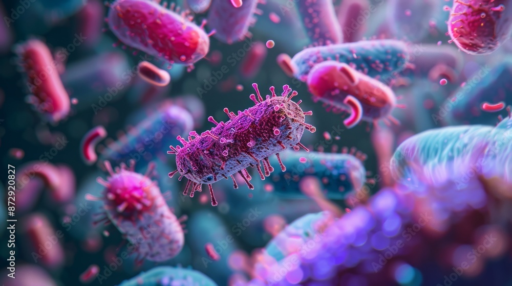 A detailed microscopic examination of the virus, bacteria in the cellular environment. A detailed microscopic examination of the virus, bacteria in the cellular environment.