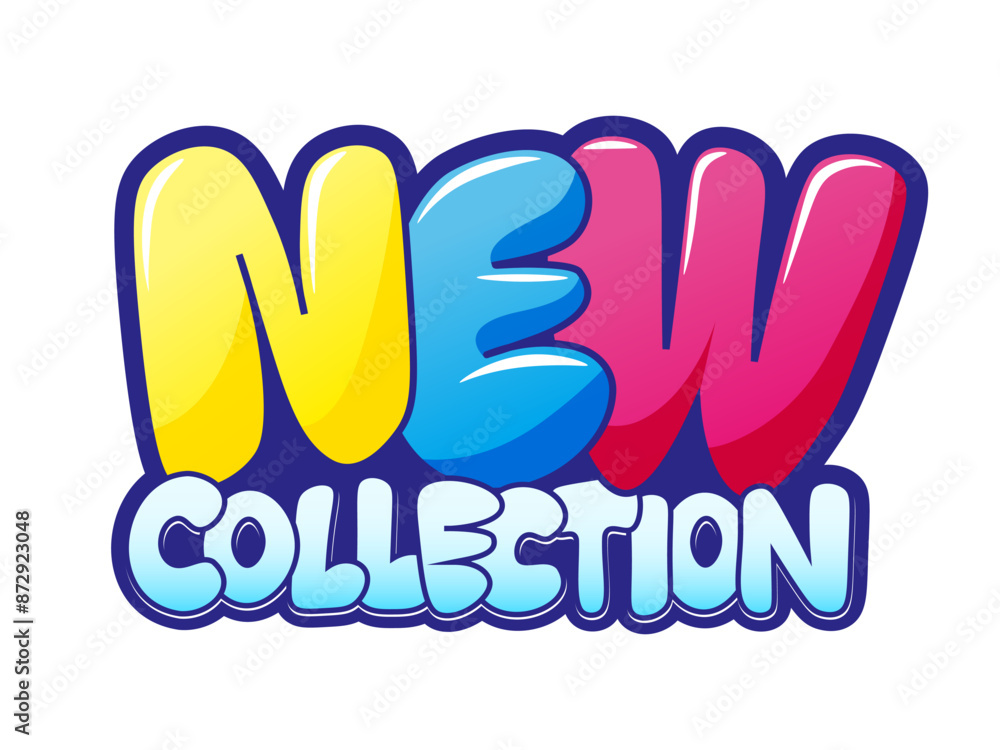 Obraz premium New collection. Colorful Hand-Drawn Cartoon text. Vector bubble typography