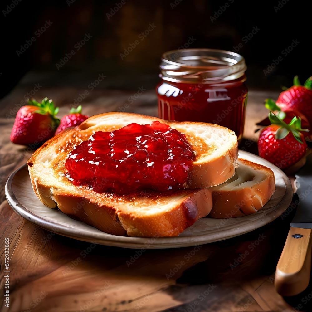 Sliced bread with jam smeared over the surface, AI Generated Sliced bread with jam smeared over the surface, AI Generated