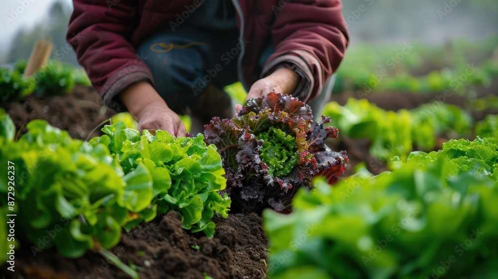 Fototapeta premium The Harvest of Fresh Lettuce
