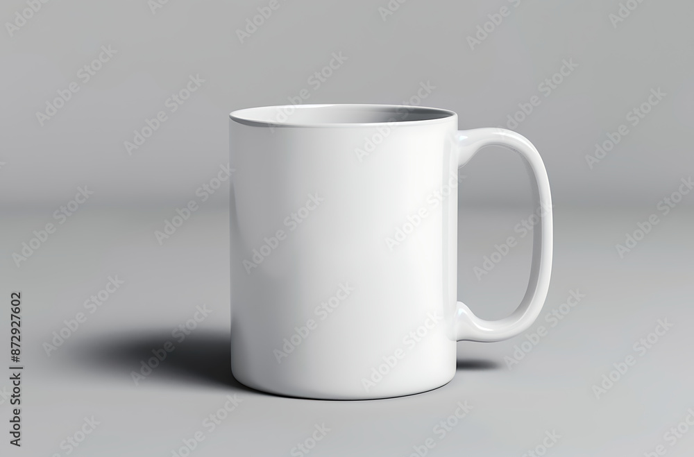 blank white coffee mug, isolated on solid grey background, side view blank white coffee mug, isolated on solid grey background, side view