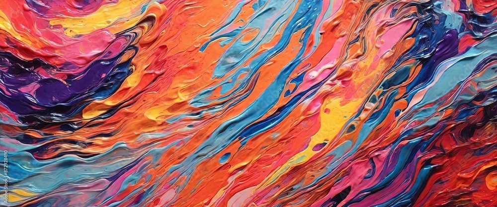 Abstract marbled acrylic paint ink painted waves painting texture colorful background banner - Bold colors, rainbow color swirls wave Abstract marbled acrylic paint ink painted waves painting texture colorful background banner - Bold colors, rainbow color swirls wave