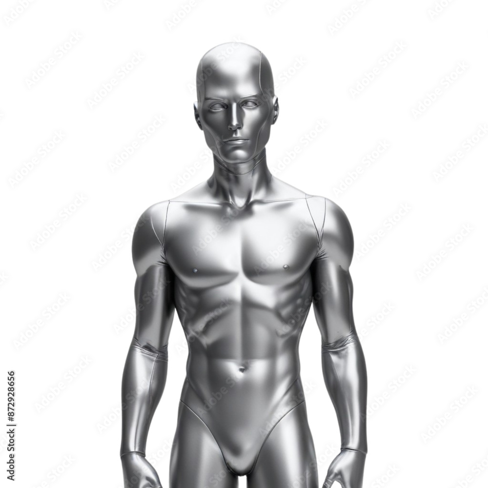 Silver metal man on Isolated transparent background png. generated with AI Silver metal man on Isolated transparent background png. generated with AI