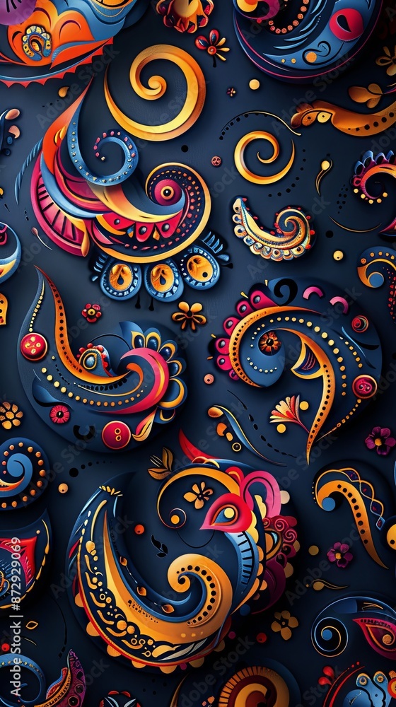 Repeated Design in a Paisley Themed Box Pattern Repeated Design in a Paisley Themed Box Pattern