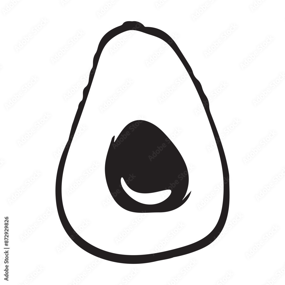 Avocado icon black illustration. Single fruit icon outlined silhouette, Isolated healthy food design on white background stock illustration Avocado icon black illustration. Single fruit icon outlined silhouette, Isolated healthy food design on white background stock illustration