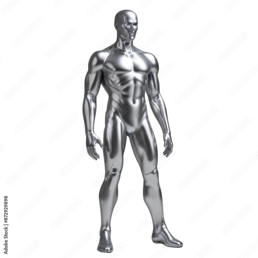 Silver metal man on Isolated transparent background png. generated with AI Silver metal man on Isolated transparent background png. generated with AI