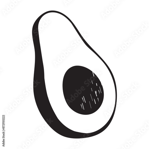 Avocado icon black illustration. Single fruit icon outlined silhouette, Isolated healthy food design on white background stock illustration